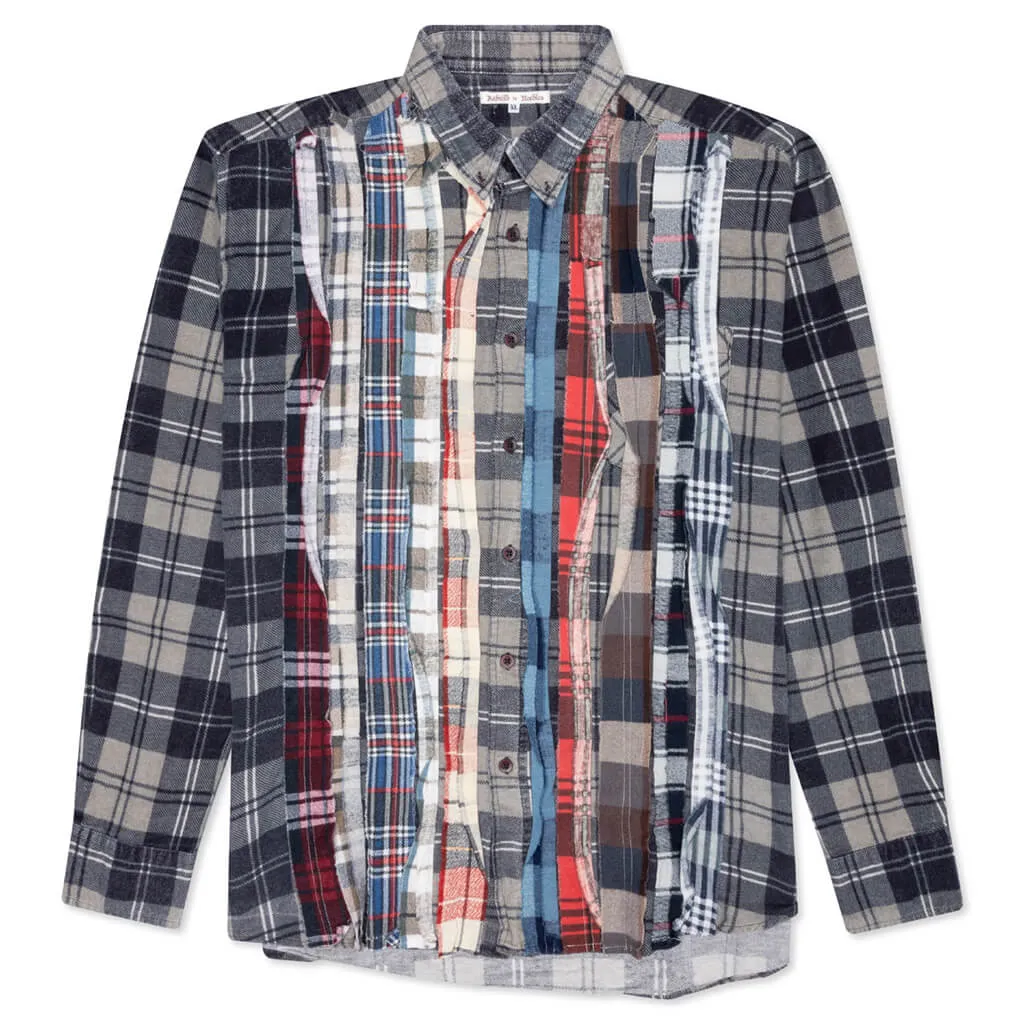 Rebuild by Flannel Shirt Ribbon Shirt - Grey/Navy