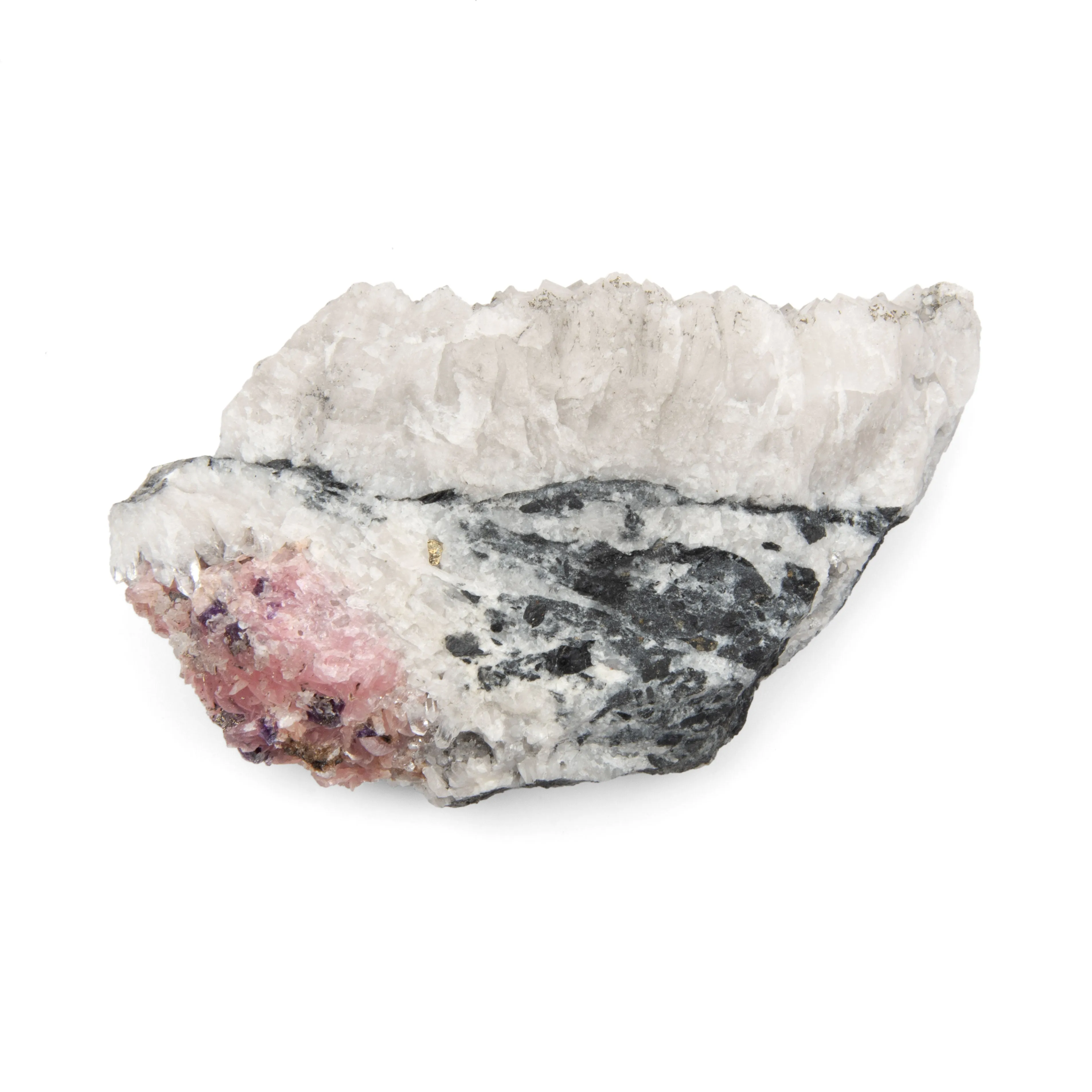 Rhodochrosite with Quartz, Fluorite, and Pyrite