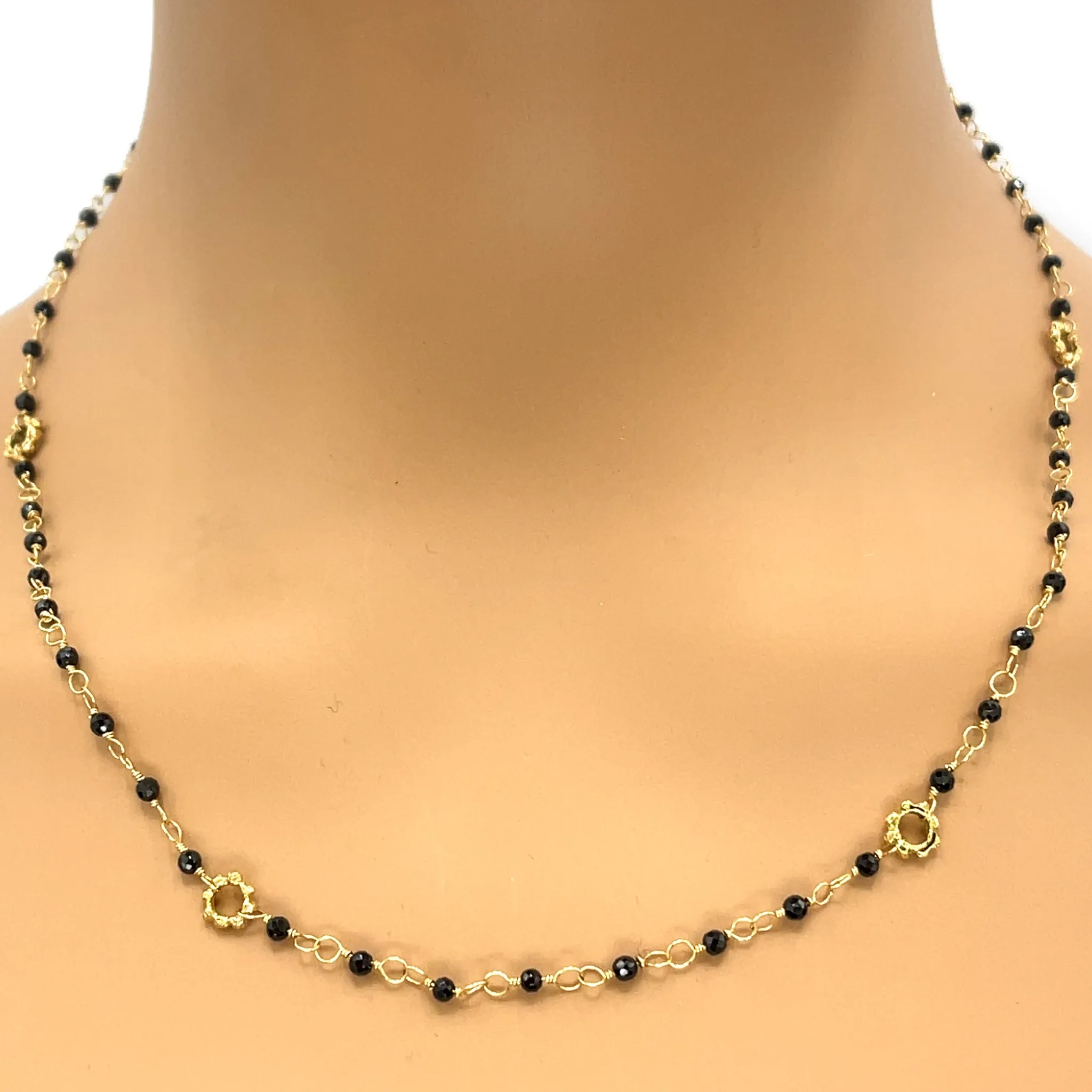 Sapphire Beaded 18k Yellow Gold Necklace