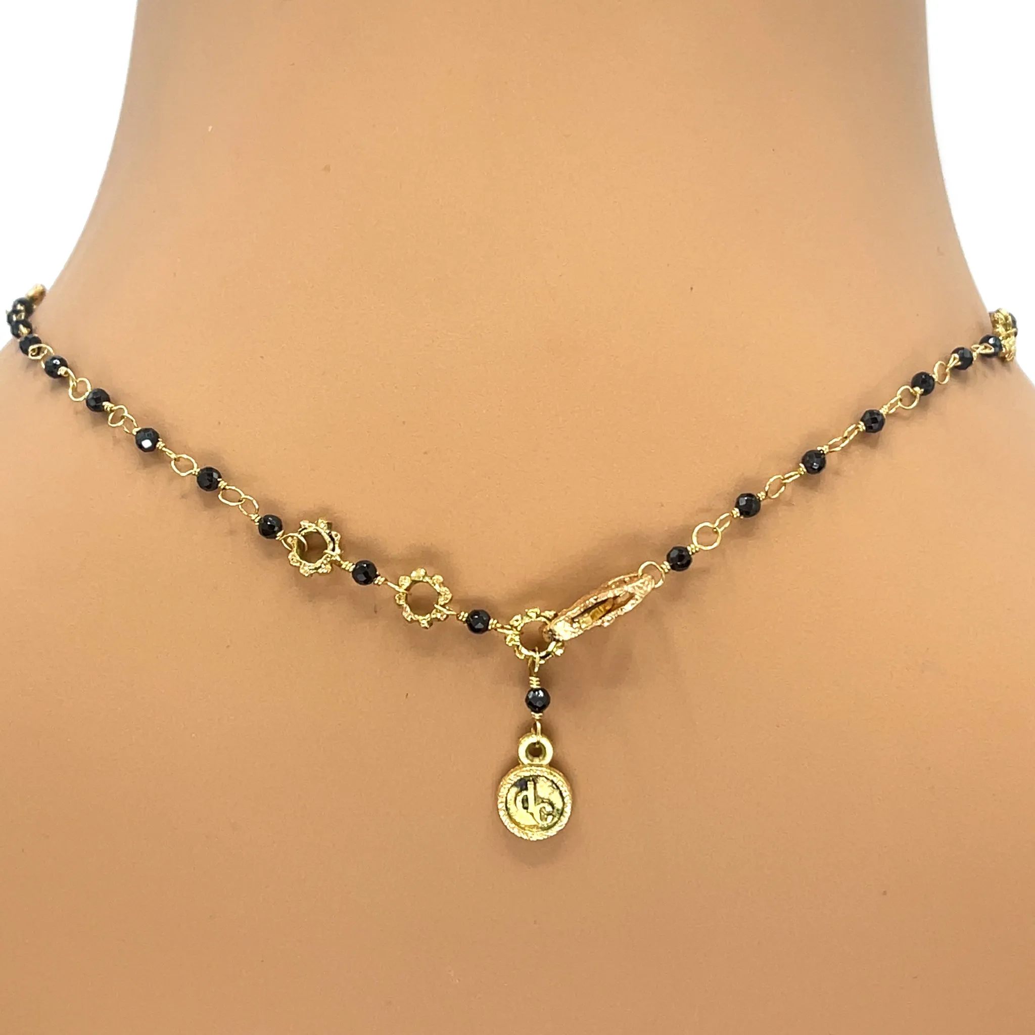 Sapphire Beaded 18k Yellow Gold Necklace