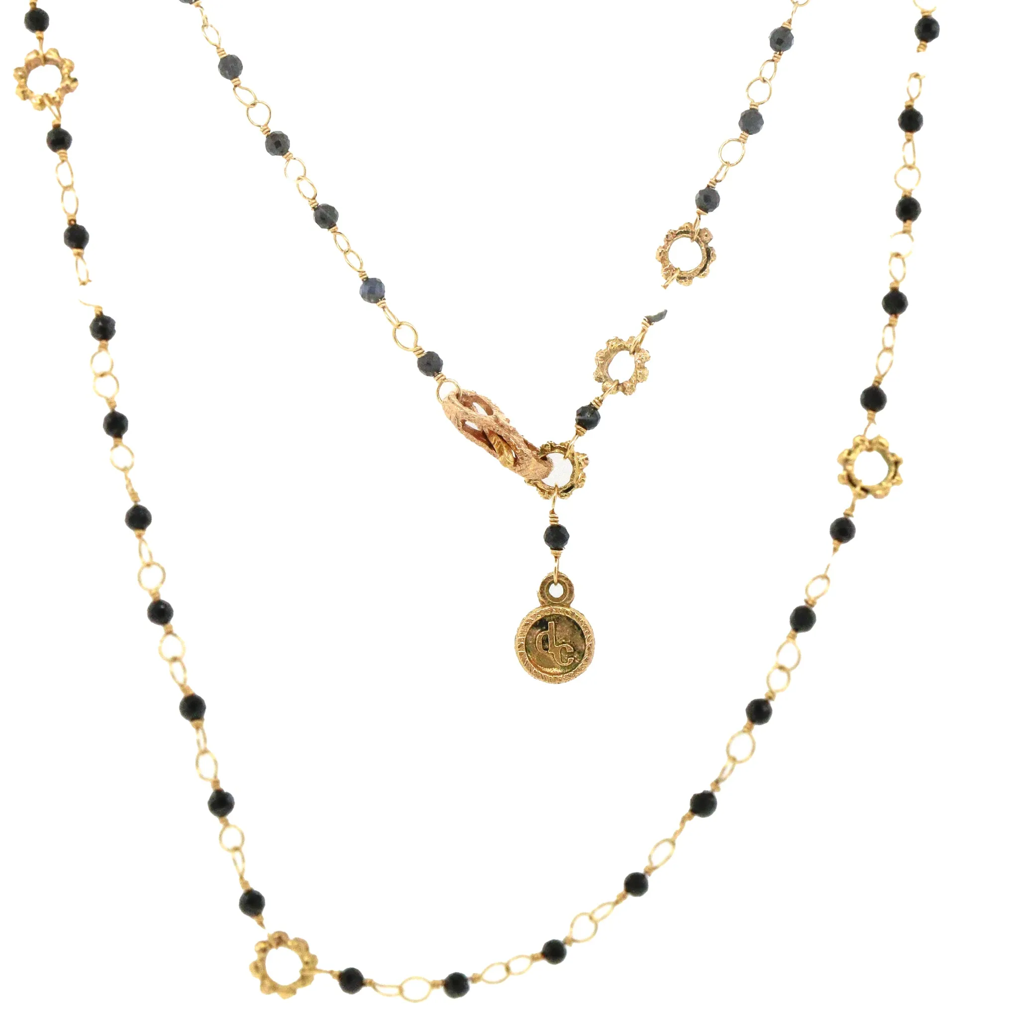 Sapphire Beaded 18k Yellow Gold Necklace