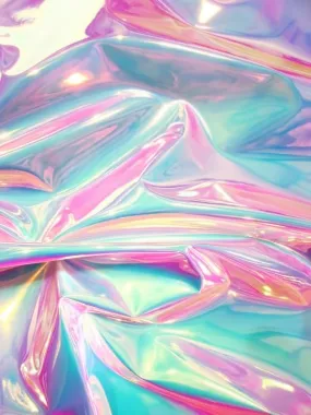 (SECOND QUALITY GOODS) Pearl Holographic Multi-Color Chrome Vinyl Fabric / Sold By The Yard