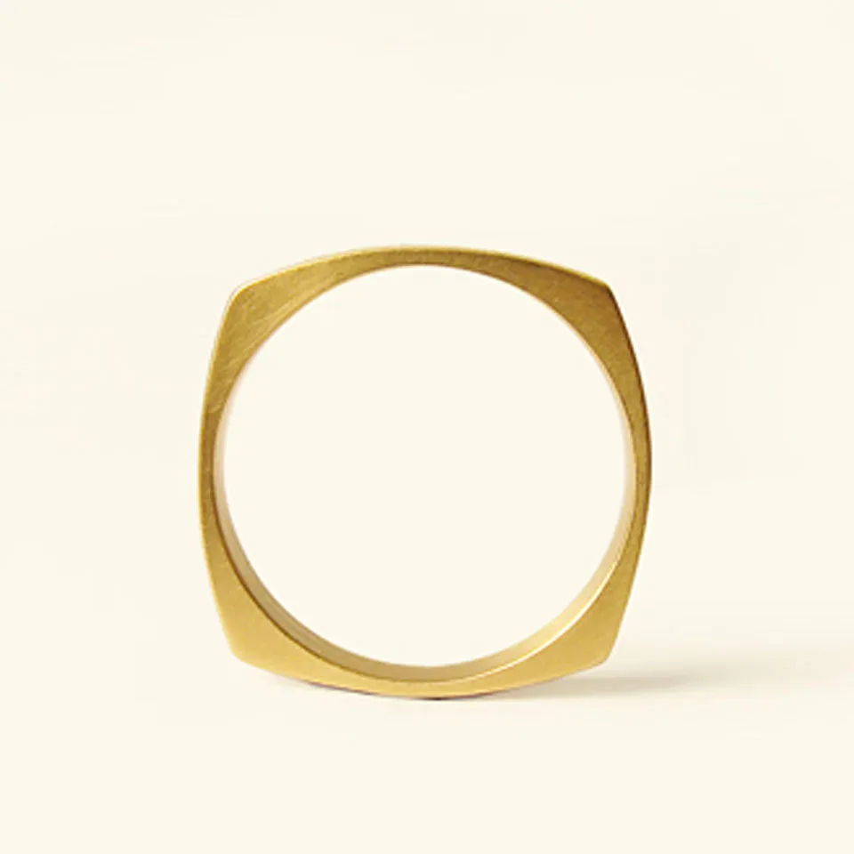 Small Square 14kt Gold Wedding Band by Carla Caruso