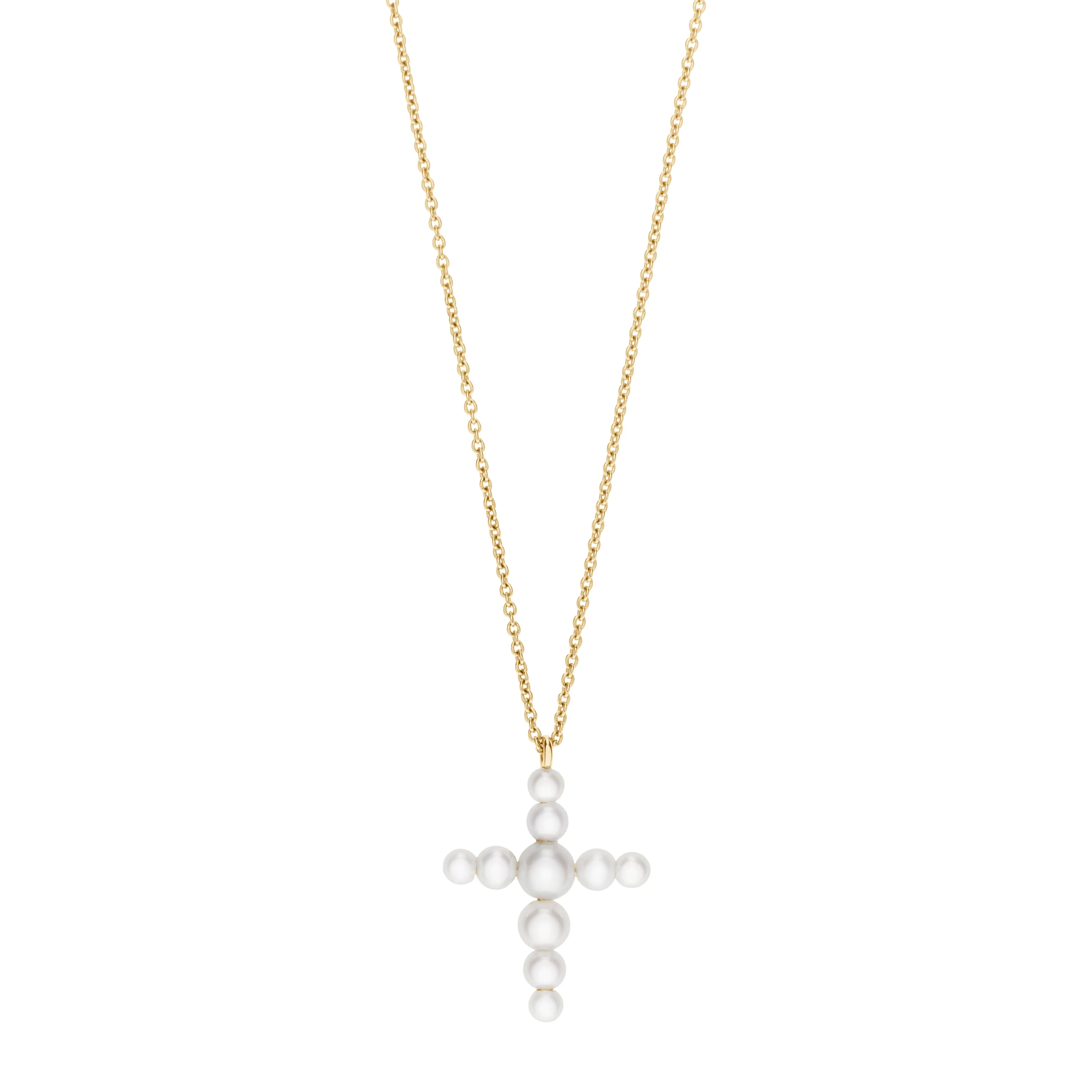 Sophie Bille Brahe - Petite Fellini Croix - Pendant Necklace with Pearls, Yellow Gold