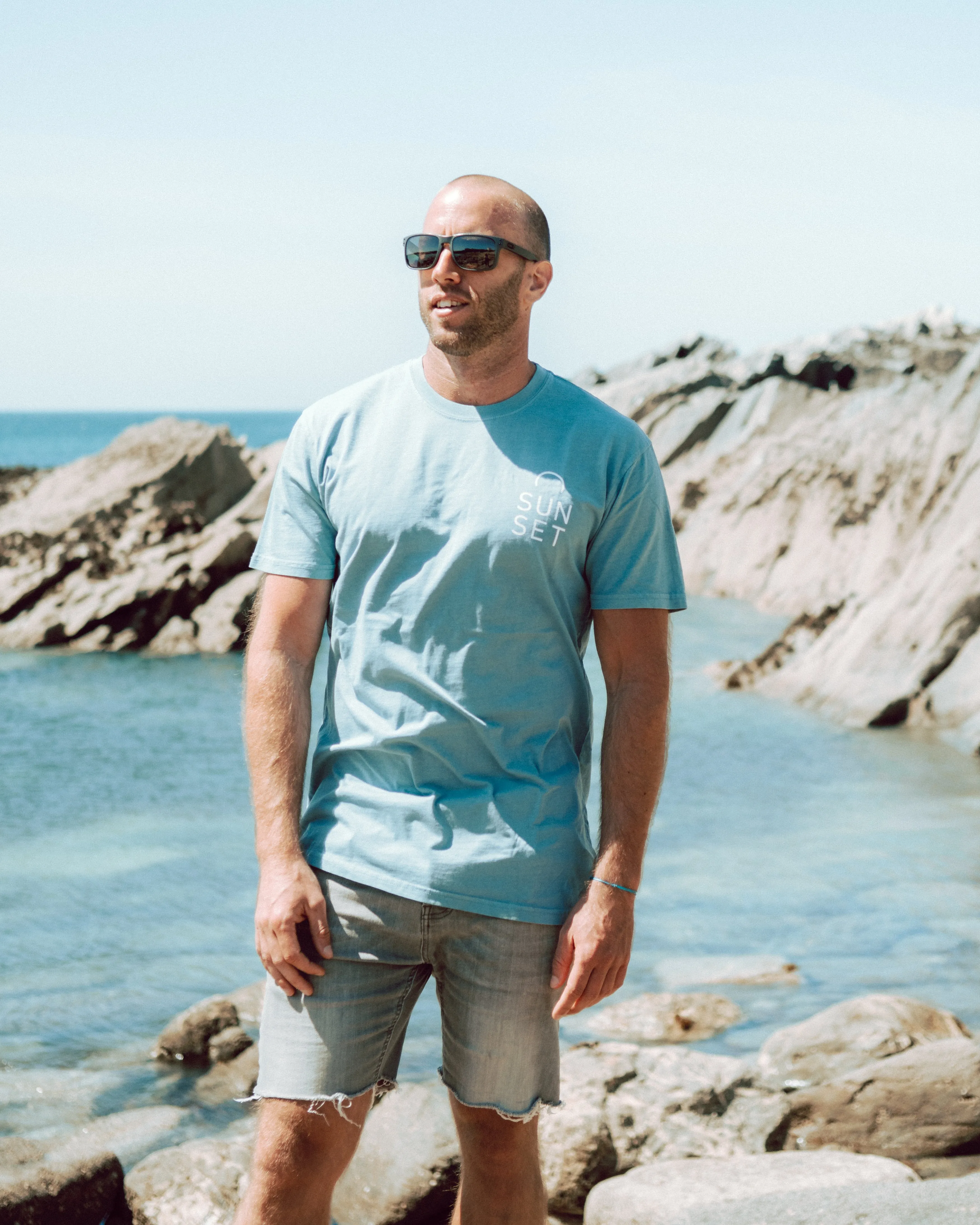 Sunset Surf Classic Mens Tee - Powder Blue