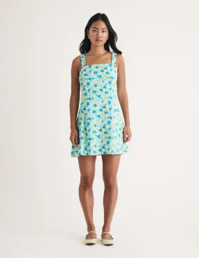 Turquoise Floral Kitty Mini Dress