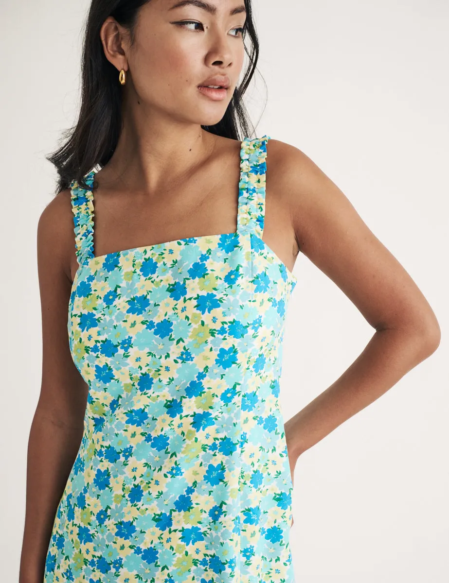 Turquoise Floral Kitty Mini Dress