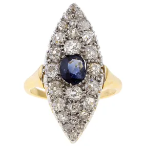 Victorian Sapphire & Diamond Navette Ring