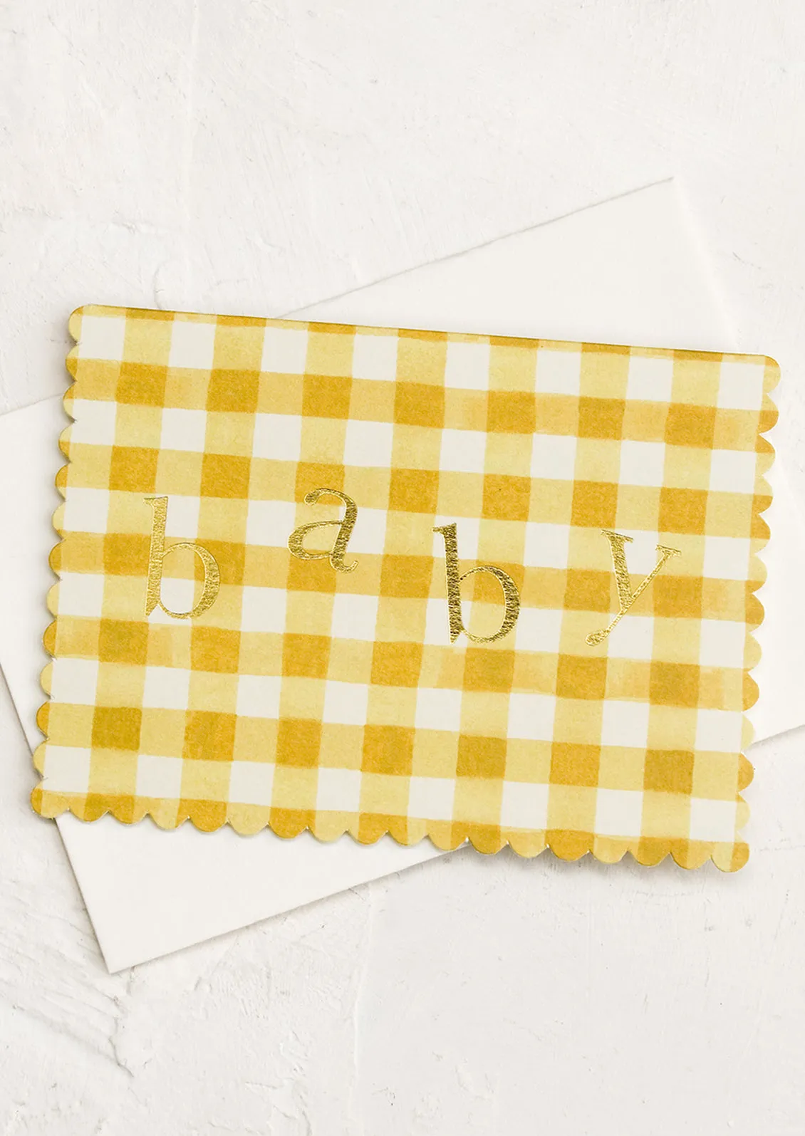 Yellow Gingham Baby Card