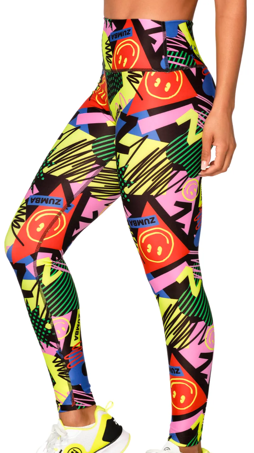 Zumba Happy And Fun High Waisted Ankle Leggings(Special Order)