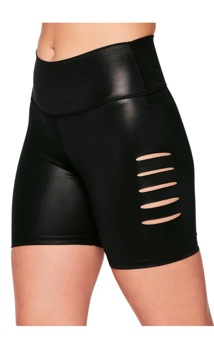 Zumba High Waisted Slashed Biker Shorts (Special Order)